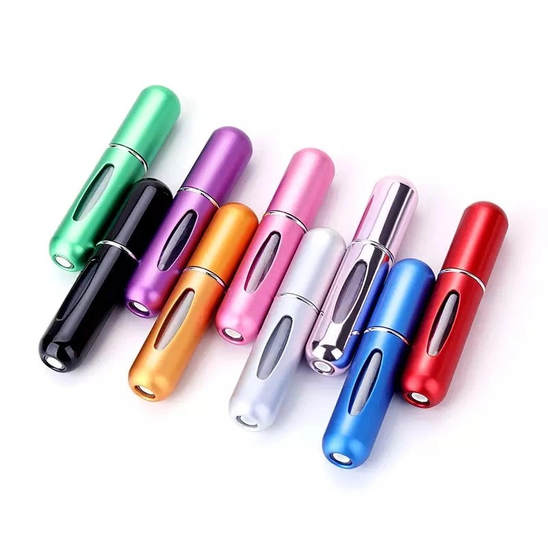 Alat penyemprot parfum isi ulang logam aluminium Mini kosong perjalanan portabel